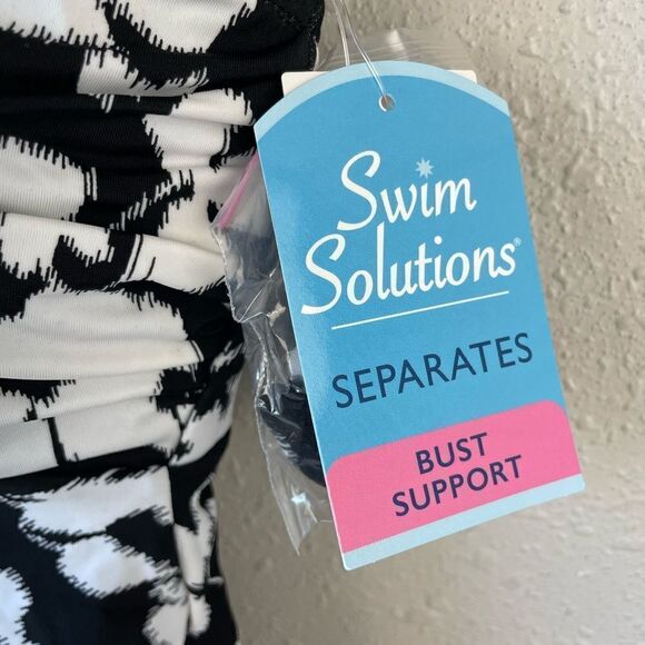 NWT Swim Solutions Black and White Bandeau Tankini Size 8 - Picture 2 of 5